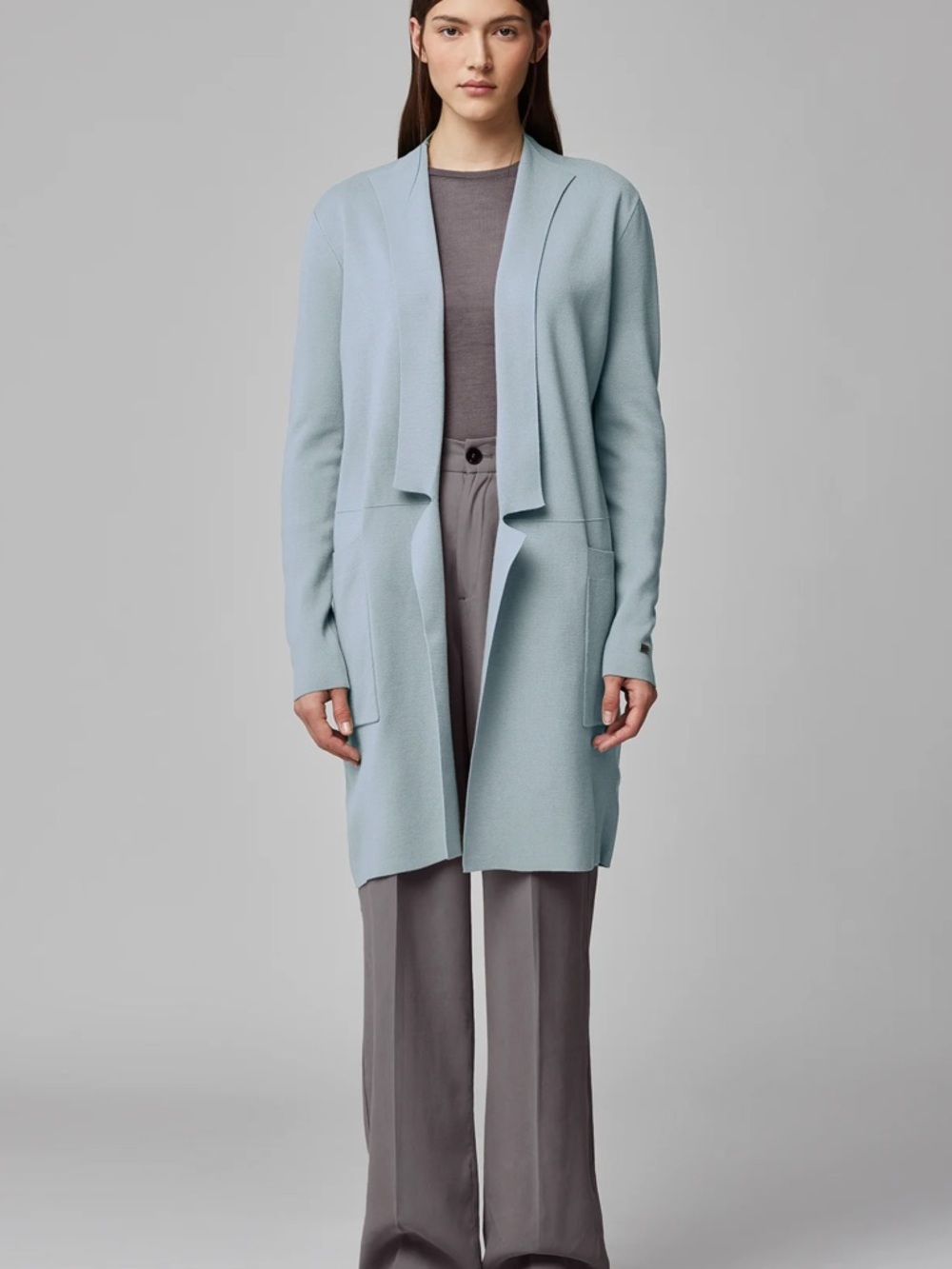 Soia & Kyo Benela Cotigan Open Front in Blue/Grey!